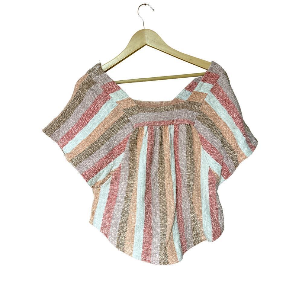 Madewell 100% Cotton Cottagecore Square Neck Butterfly Top in Sherbet Stripe  XS